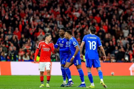 لاعب بنفيكا جيانلوكا بريستياني خلال مباراة ريال مدريد في دوري أبطال أوروبا