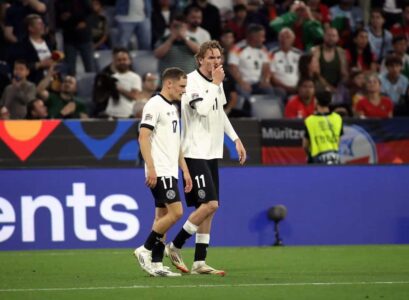 فلوريان فيرتز يحتفل بهدفه مع منتخب ألمانيا ضد سويسرا