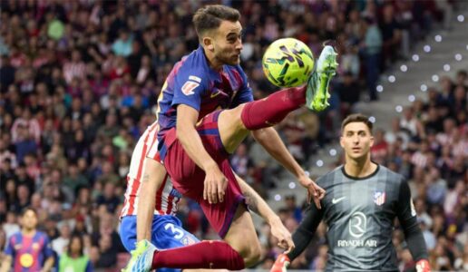 إريك جارسيا لاعب برشلونة يتحدث لوسائل الإعلام بعد الفوز على أتلتيكو مدريد في الدوري الإسباني 2026