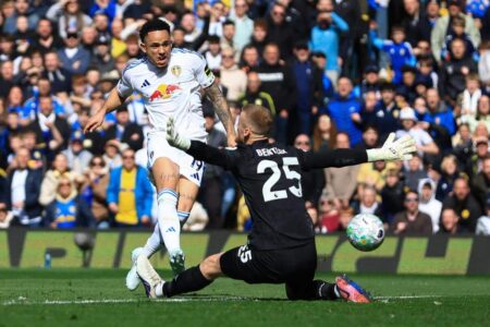 احتفال لاعبي ليدز يونايتد بالأهداف في مرمى وولفرهامبتون بالدوري الإنجليزي